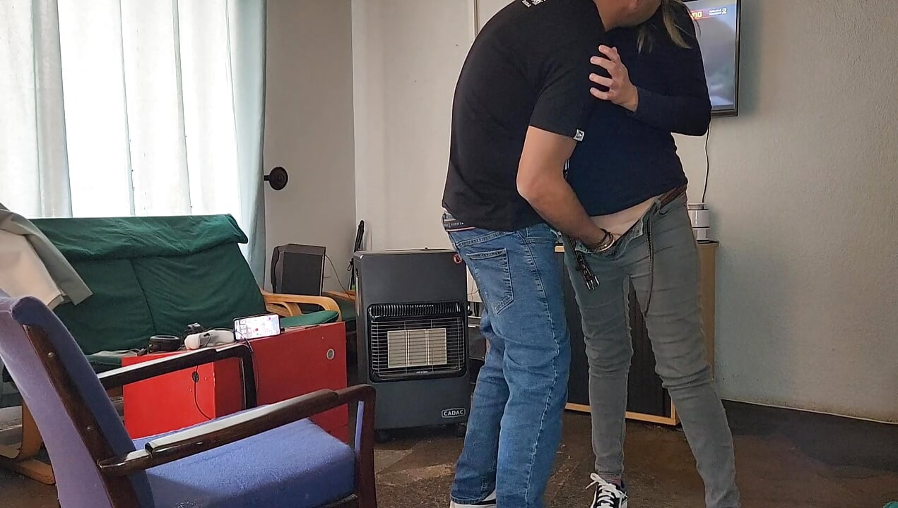 Fucking my neighbour’s wife standing missionary while he is in the bathroom