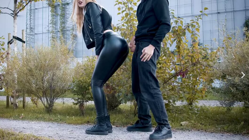 He cums on my latex leggings in public! – clothedpleasures