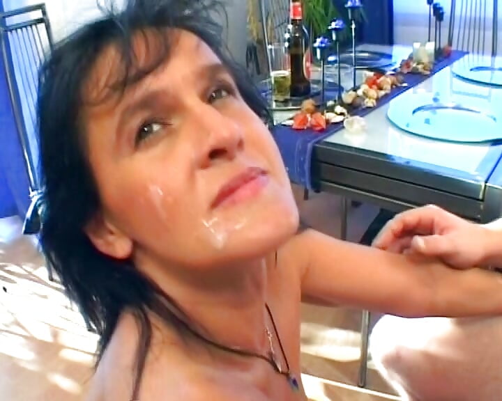 Hot German cougar facialized after hard fuck