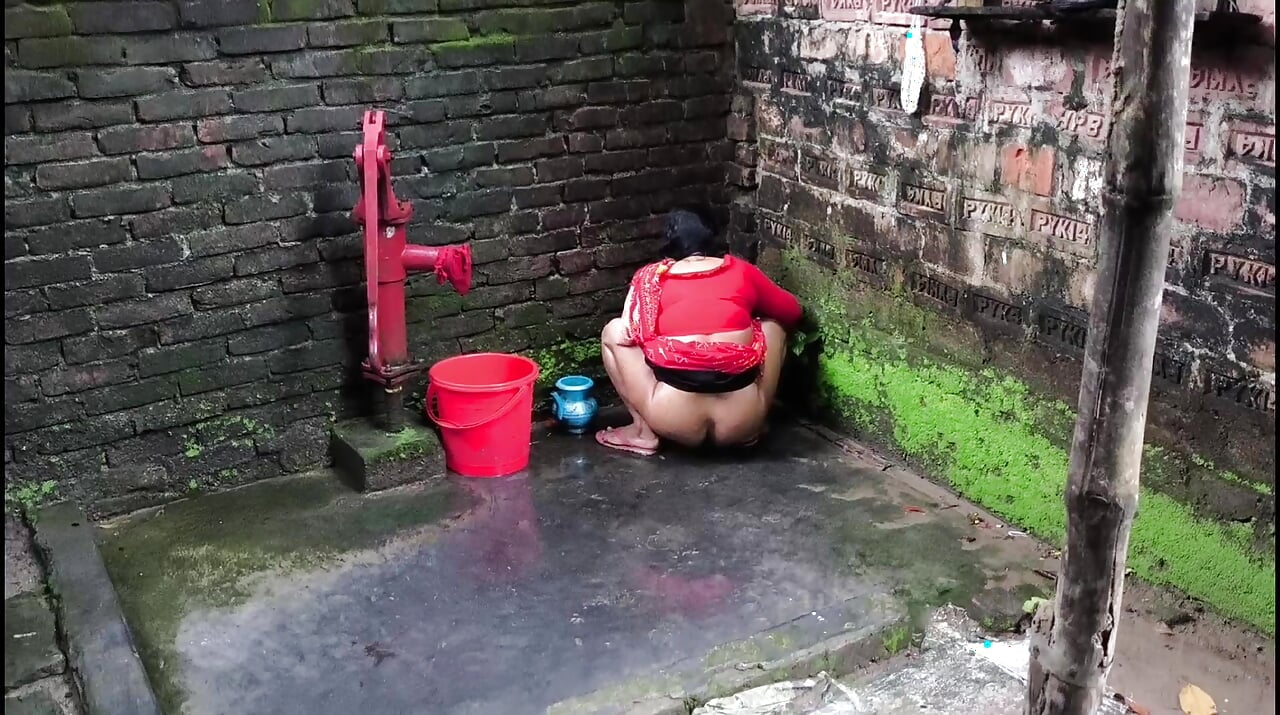 I see my step aunty going into the bathroom to urine but I grabbed her behind and started fucking her